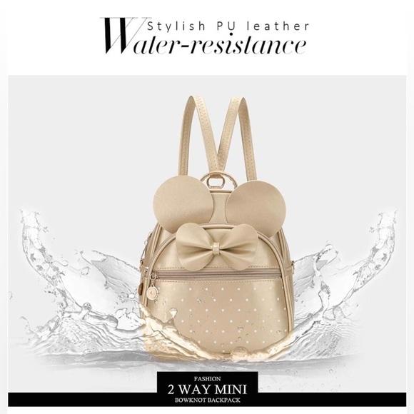Girls Bowknot Polka Dot Cute Mini Backpack Convertible Shoulder Bag Purse - Picture 6 of 12